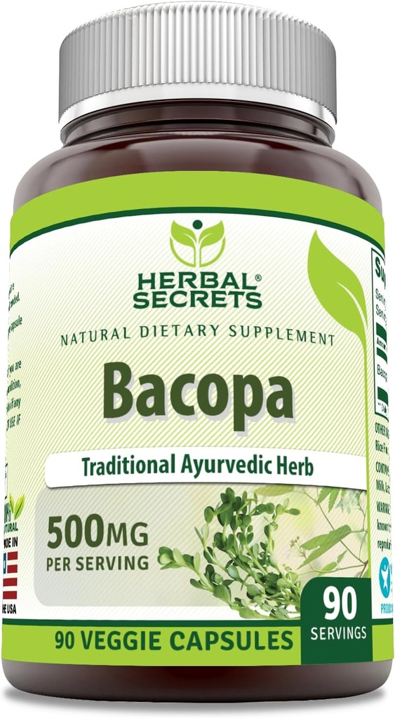 草の秘密のBacopaの粉500のMg 90のベジギーのカプセルの補足 非GMOの グルテンフリーの 米国製