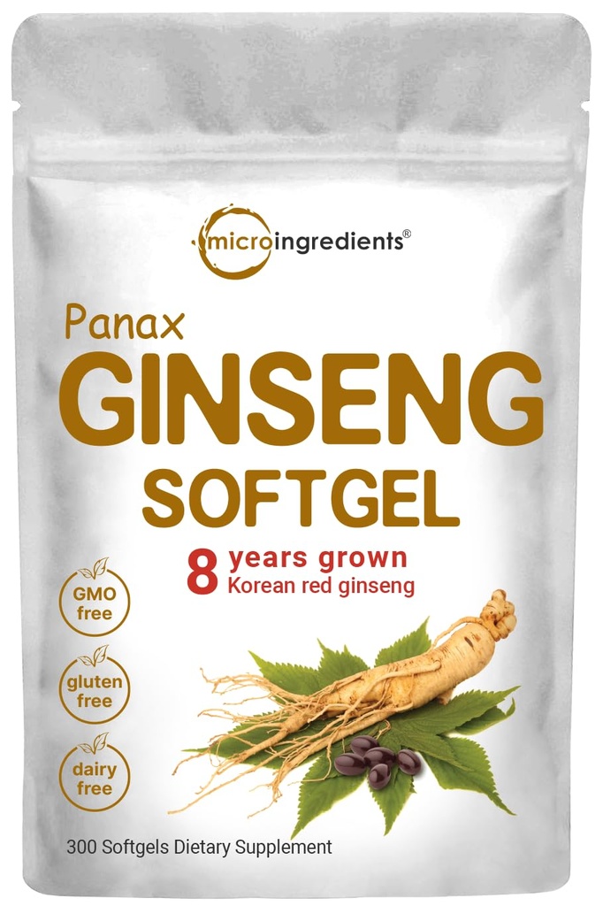マイクロ成分赤パナックス・ギンセンサプリメント 6,000mg/サービング、300 Softgels | 活性ジンセノシドの高効力韓国ジンセンルート抽出物 | エネルギーと免疫の健康をサポート | 非GMO