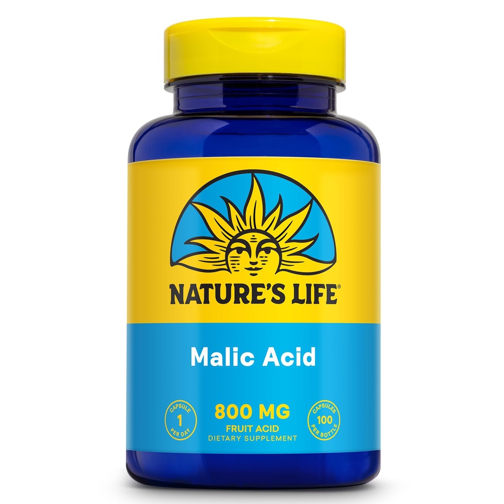 Nature's Life Malic acid 800 mg | チェラティング・エージェントがエネルギーと筋肉の快適性をサポート | ノーグルテン、非GMO | 100 カウント