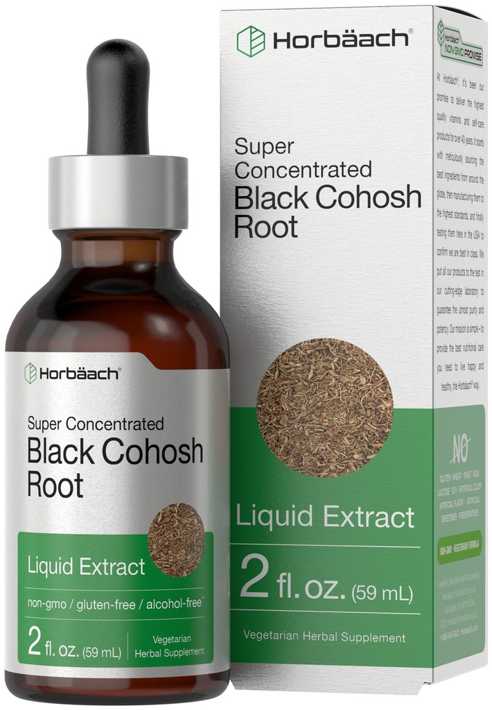 ホアバハチ 黒コホッシュ 根肉 | 2 fl oz | 液体エキス | アルコールフリーハーブドロップ | ベジタリアン | GMO ノングルテン サプリメント