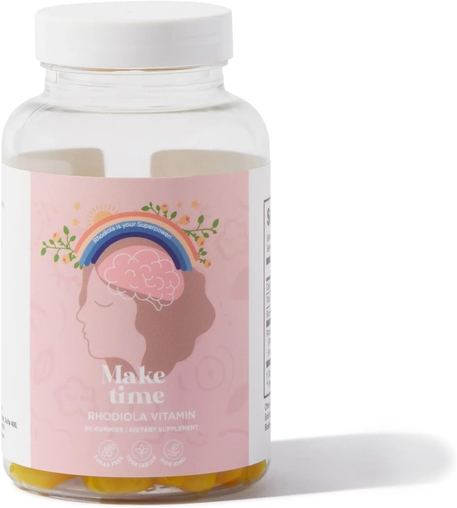 MAKE TIME 脳の健康とストレスのための女性のRhodiola Gummies | マルティトールソリューション、イソマルトル、ペクチン、シトリック酸、ナトリウムクエン酸塩、植物油、カルナウバワックス(30サービング)