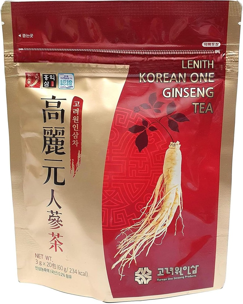 LENITH 100%の元の韓国の1つのPanax Ginsengの茶20Tの根のエキスの微粒60g (3g x 20T)