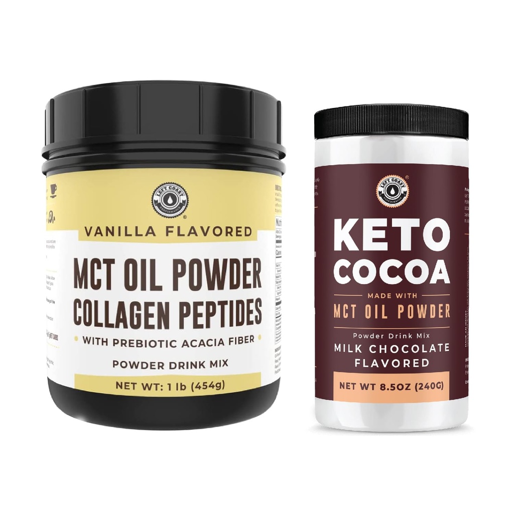 左コースト性能 Keto MCTオイルパウダー&コラーゲン+ Keto Cocoドリンクミックス