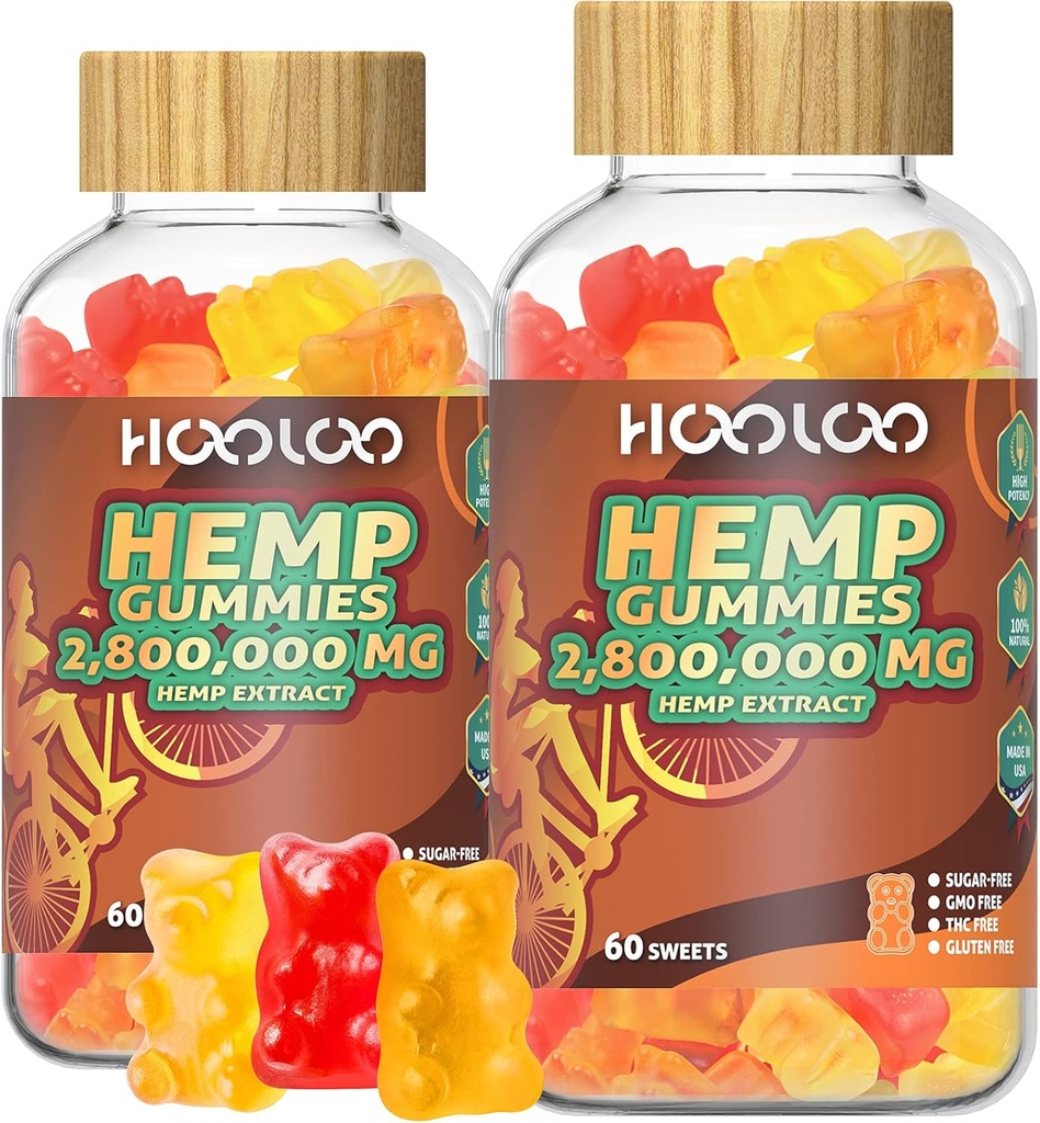 Happierの就寝時間及び焦点のためのHOOLOOの麻のグミー、余分強さ2,800,000mg Hempの油によって注入されるガミーは、米国でなされるフルーツ、砂糖を放します、120ctの食用食用、耐えます
