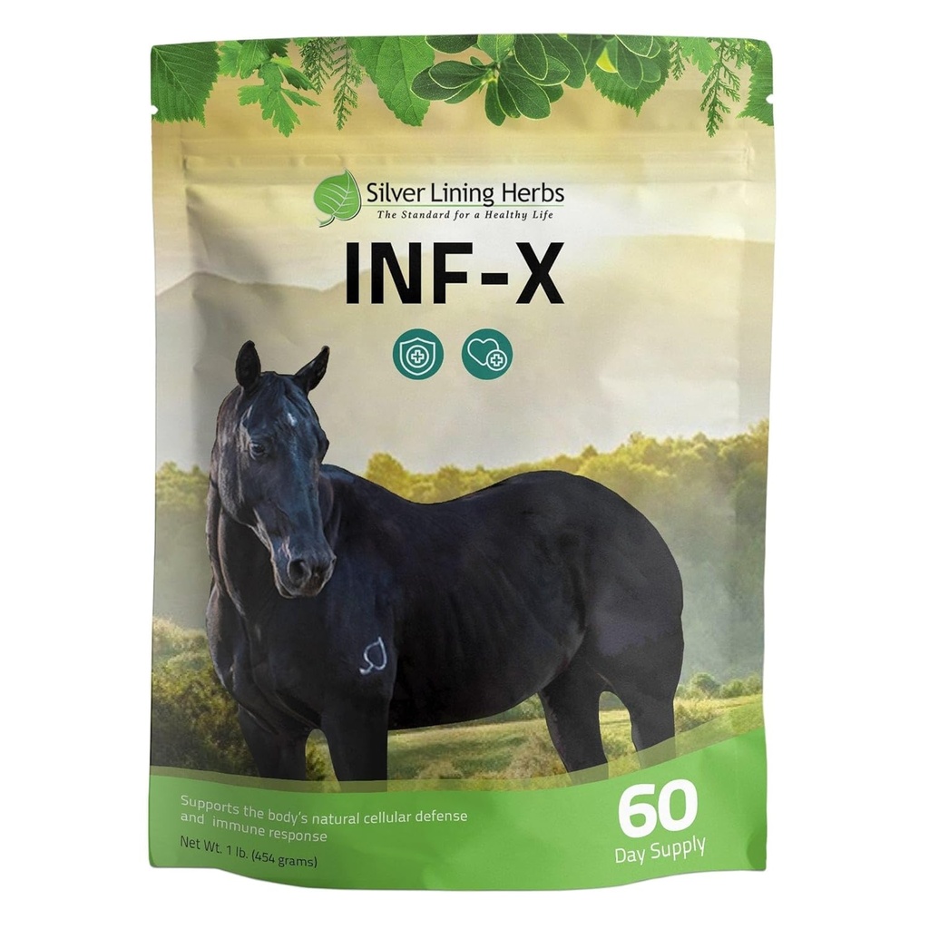 銀ライニングのハーブのEquine INF-X -よい細菌の馬のストレスの救助そして健康なレベルを支えて下さい-Equineの免疫システムのための自然なサポート-Equineの解毒のための草の補足- 1つのlb