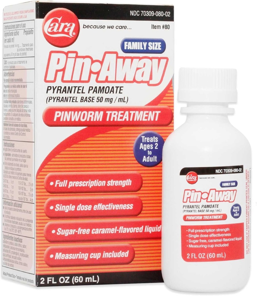 CARA Pin-AwayのPinwormの薬、2液体Ounce