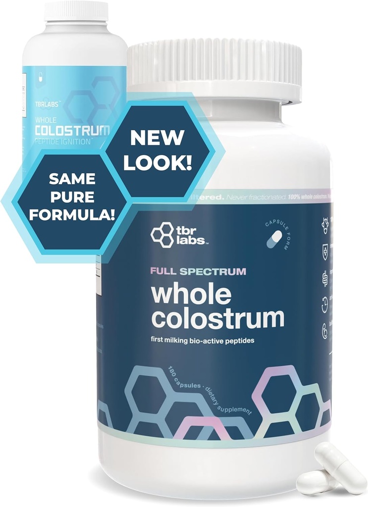 Pure Bovine Colostrum 180 Capsules - Antibiotic and Hormone Free - USA Sourced - All Natural - 100% First Milking