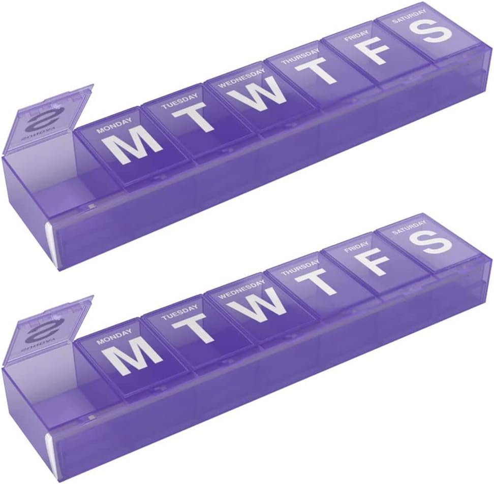 EZY DOSEウィークリー(7日)ピルオーガナイザー、薬箱、ビタミンプランナーボックス、2X-Largeロックコンパートメントの安全な処方薬を保護し、こぼれを防ぎ、色5月Vary(XXL - 2パック)
