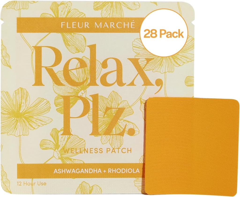 Fleur Marcheリラックス、Plz Botanical Supplement Patch - Ashwagandha、Chamomile、その他の強力な適応剤でウェルネスパッチを Calming & Relaxing - Highly Bioavailable - 28パッチ