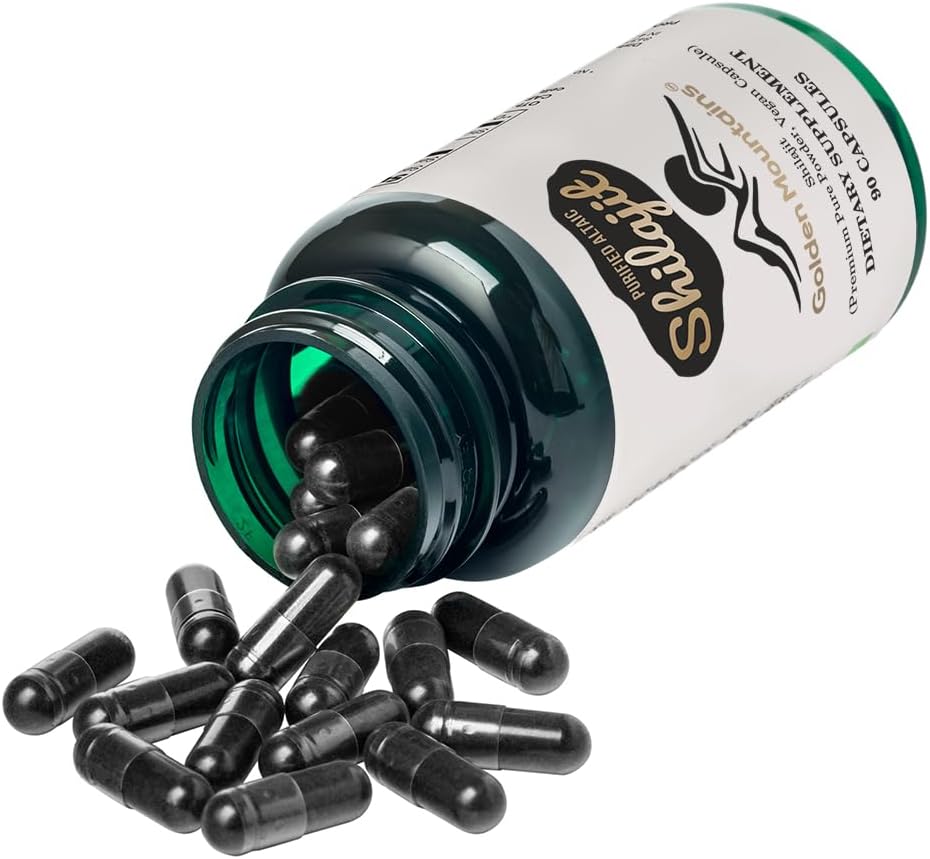 ゴールデン・マウンテンのShilajitビーガンカプセル500mgの純粋なAltai 90の計算の優れたトレースの鉱物