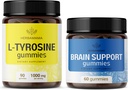 HERBAMAMA L-Tyrosine and Brain Support Kit - Bundle of 1000 mg L-Tyrosine & Brain Support Complex Gummies - Vegan, Non-GMO, Gelatin-Free - 2 Pack