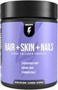 InnoSupps Hair + Skin + Nail Supplement | ビーガンコラーゲンブースター | ビオチン、B12、ホーステールハーブパウダー | 毛の成長を刺激し、皮膚を活性化し、爪を強化 | 60 カプセル