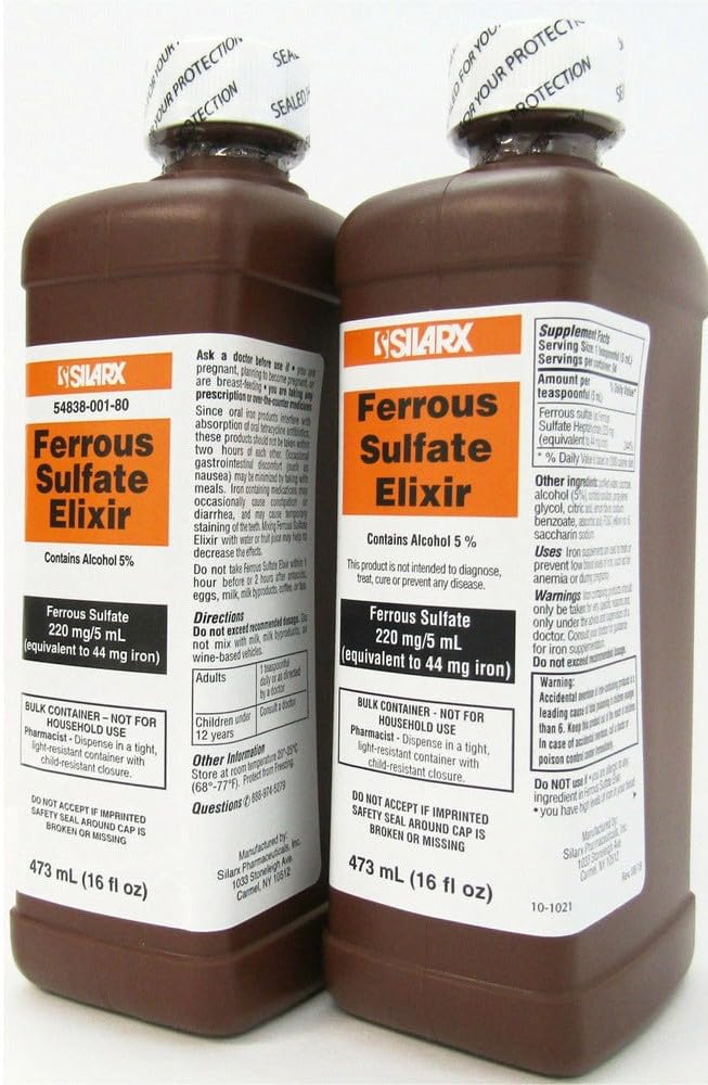 鉄硫酸塩のエリクサー220mg/5mL 16ozのびん- 2のパック