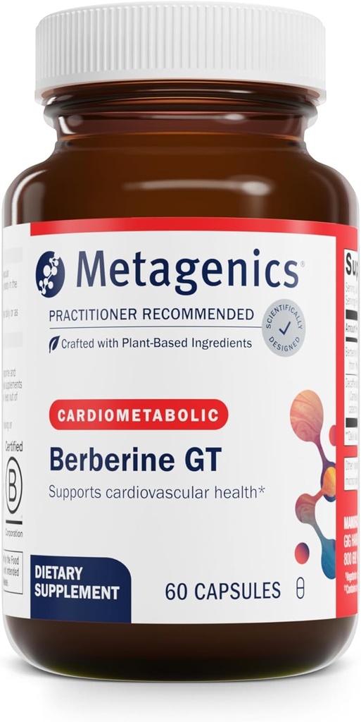 Metagenics Berberine GT - Berberine Supplement 500mg - 心臓の健康、健康なコレステロール、トリグリセリド&炭水化物代謝 - 非GMO、グルテンフリー、ベジタリアン - 60カプセル