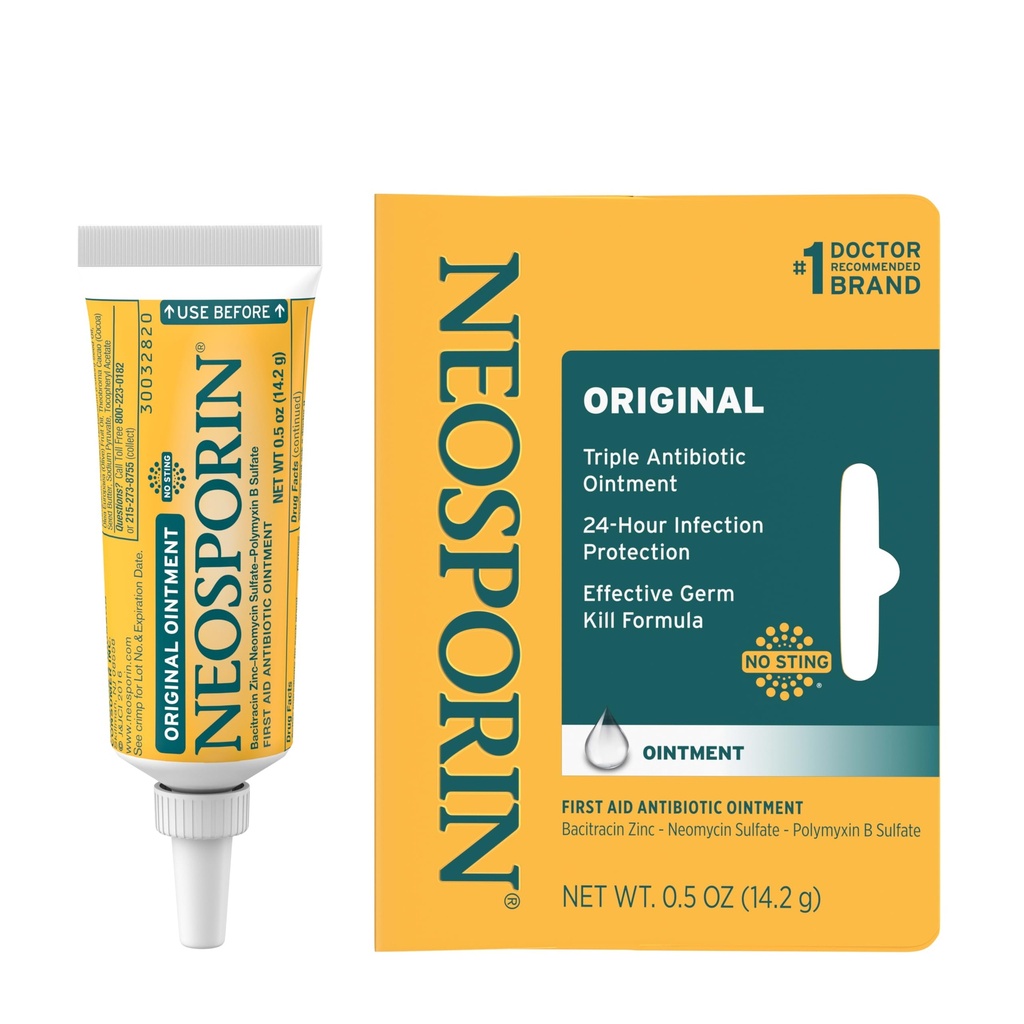 Neosporinオリジナルファーストエイド抗生物質感染症保護のためのBacitracin亜鉛と軟膏, 傷のケアとマイナーカットのための傷の出現ミニマイザー, Scrapes and Burns,.5 oz