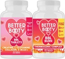 AngryはよりよいBootyの女性のクレアチンBBLのコンボを補います:BBLのタブレット(90ct)w。クレアチン、グルタミン、BCAAの、コラーゲン+ BBLの焼跡のカプセル(120ct)