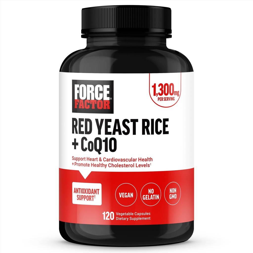 フォルスファクター赤酵母ライス + 抗酸化サポートのためのCoQ10サプリメント, 非GMO, 完全菜食主義者フレンドリー, プレミアム品質, 120カプセル