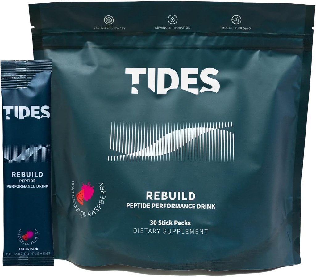 Tides Rebuildの複雑なペプチッド棒のパック、スイカのラズベリー、筋肉健康サポート、30の棒のパックのための味付けされた粉の飲み物の組合せのパック