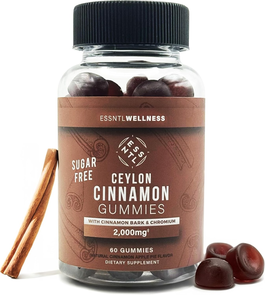 Ceylon Cinnamon Sugar-Free Gummies - 120ct | 2000mg Per Serving | Antioxidant & Joint Support | Delicious Apple Pie Flavor | Vegan & Gluten-Free Cinnamon Supplements