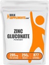 BulkSupplements.com亜鉛グルコネートパウダー - 亜鉛40mg、免疫サポートのためのミネラルサプリメント - グルテンフリー、サービングあたり285mg、250g(8.8オンス)(パッケージ1)