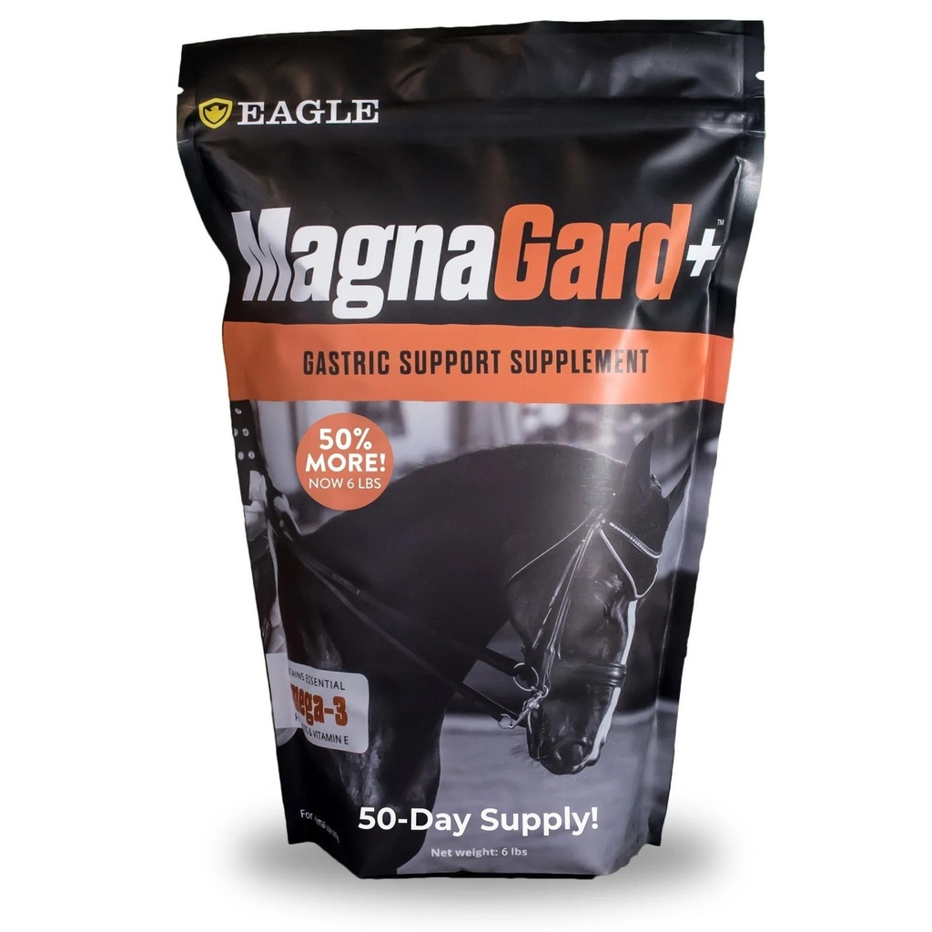 Plus Gastric Support Supplement for Horses with Omega 3s | Relieves Ulcers, Calming Supplement, Magnesium & Other Vital Minerals | Powder, 6 Pound Bag, 45-Day Supply | by Eagle Equine