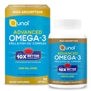 Qunolアドバンストオメガ3クリルとフィッシュオイルコンプレックス、10倍のバイオアベイラビリティ、ワンピルドース、250mg EPA&DHA、脳、目、心、関節の健康、90カウントをサポート