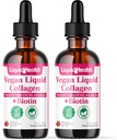LIQUIDHEALTH 100% ビーガンコラーゲンプラス ビオチン 100,000mcg 液体ドロップ - 女性と男性のための植物ベースの液体コラーゲン - 髪と爪の成長、皮膚の健康、ボオスメタボリズム - アメリカ製、非GMO(2パック)