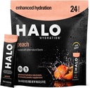 Halo Hydration Electrolyte パウダー パケット – ピーチ - 24 サービング (5g 各) - 低糖 + エッセンシャル ビタミン + ミネラル - ビーガン