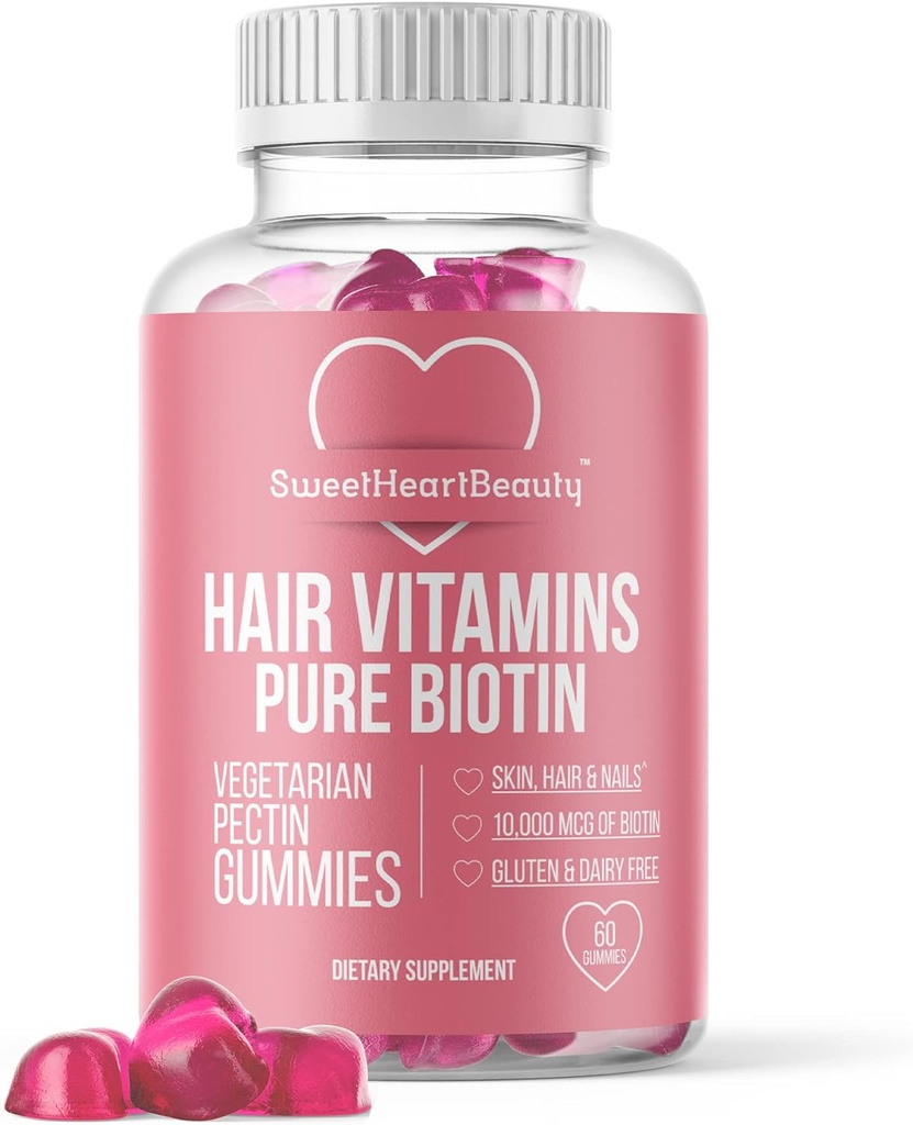 ビオチン 10000mcg スウィートハートの美によるガミー - 女性のための髪の皮膚と爪のためのビオチンのガミー、男性&子供 - 髪のビタミンGummy - ビーガン、非GMO、60 より速い毛の成長のためのビオチンの咀嚼