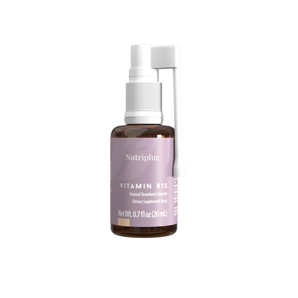 FARMASi NutriplusビタミンB12スプレー1000 mcg - クイック吸収、ビーガン&イチゴ風味、20 ml / 0.67 fl oz