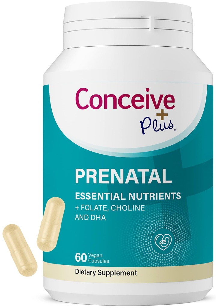 Conceive Plus 女性のサプリメントのためのプレナタルビタミン - 妊娠中のビーガン、コリン、鉄 - プレナタールビタミンDHA、非GMO - 脳&アイ60カプセルのためのマタニティビタミン