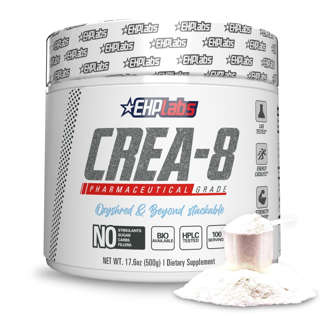 EHP Labs CREA-8 の Micronized のクレアチンの Monohydrate の粉-筋肉成長、高められた強さのための不燃なクレアチンの粉、高められたエネルギー出力および改善された性能- 100 のサービング(500g)