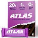 Atlas Bar – 20g Protein, 1g Sugar, 0g Seed Oils, 0g Artificial Sweeteners (Dark Chocolate Almond, 12 Count)