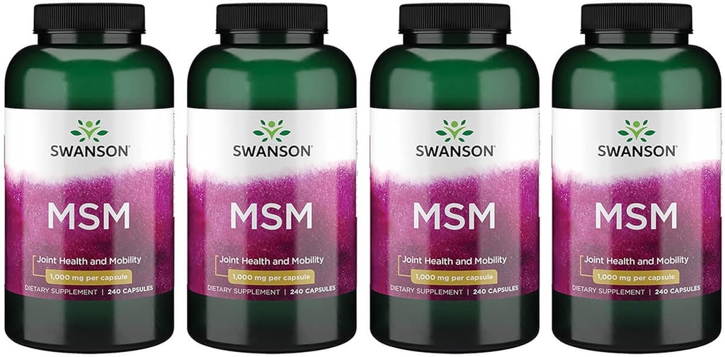 Swanson MSM - モビリティと共同健康サポートを促進するエッセンシャルミネラル - 軟骨、コラーゲン、髪を含むコネクティブティッシュの健康を維持するのに役立ちます - (240カプセル、1000mg各) 4パック