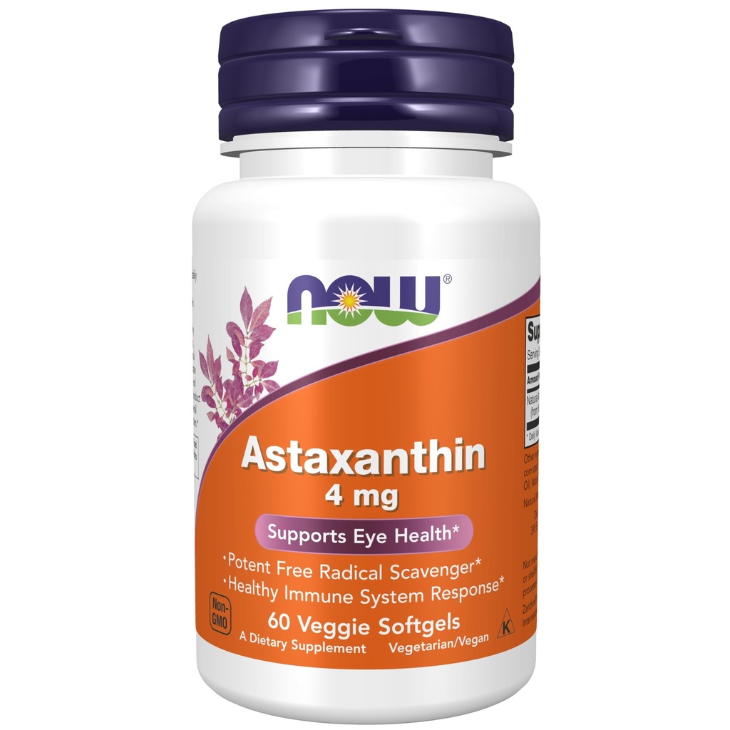 NOWフーズサプリメント、アスタキサンチン4mg、Zanthin®、サポートアイヘルス*、60ベジソフトジェル