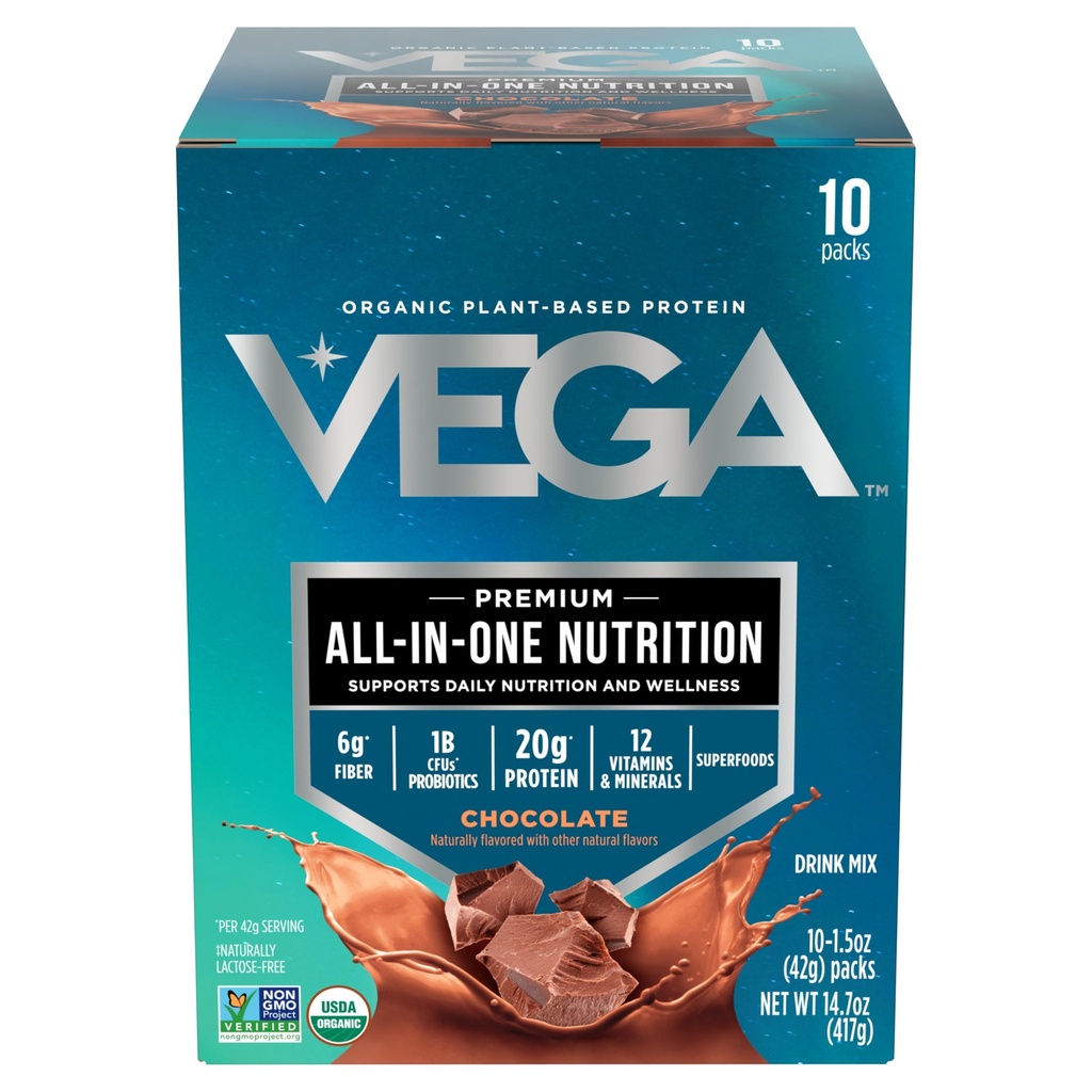 ヴィーガオーガニックオールインワンビーガンプロテインパウダー、チョコレート - スーパーフード成分、免疫サポートのためのビタミン、ケトフレンドリー、女性&男性のためのピーアプロテイン、14.7オンス(パッケージ5月Vary)