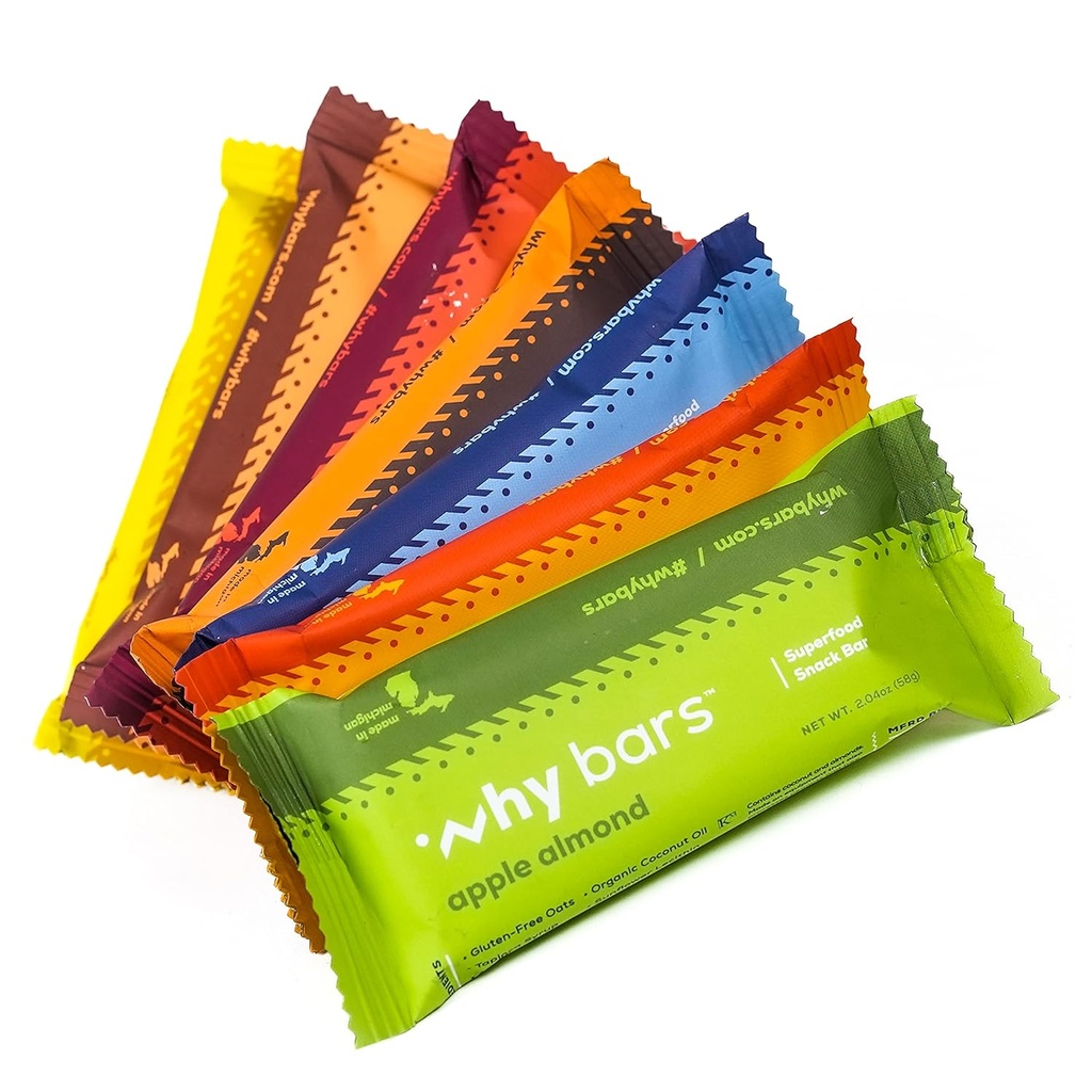 なぜバー, タンパク質バー, バラエティパック, 2.04 ウンスバー (パック 7 タンパク質バー) - タンパク質バースーパーフード, グルテンフリー, 非 GMO, オーガニック, ビーガン, シンプルな成分