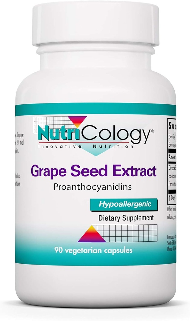 Nutricology Grape Pips - ブドウ種子エキス、Proanthocyanidins、ポリフェノール、ハーブサプリメント、有機、300mgカプセル - 90カウント