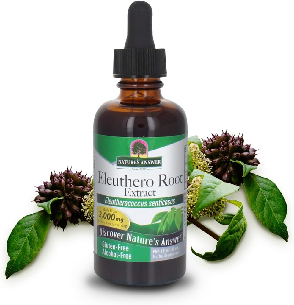 Nature's Answer アルコールフリーの Eleuthero Root, 2-Fluid Ounces | 完全菜食主義者のグルテンフリーの Eleuthero Extract