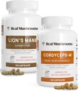Lions Mane (120ct) and Cordyceps (120ct) Capsules Bundle - Mushroom Supplement for Cognition, Energy and Endurance