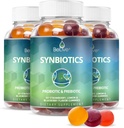 BeLive Synbiotics - プロバイオティック&プレバイオティックファイバーグミ - 高強度インリン(3g)、食物繊維サプリメント、子供と大人のための消化管サポート - イチゴ、レモン、ブルーベリー味 | 3-パック