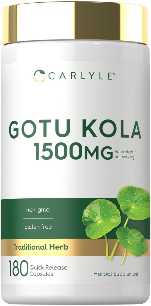 Carlyle Gotu Kolaカプセル1500mg | 180カウント | 非GMO、グルテンフリー | 伝統的なハーブエキス