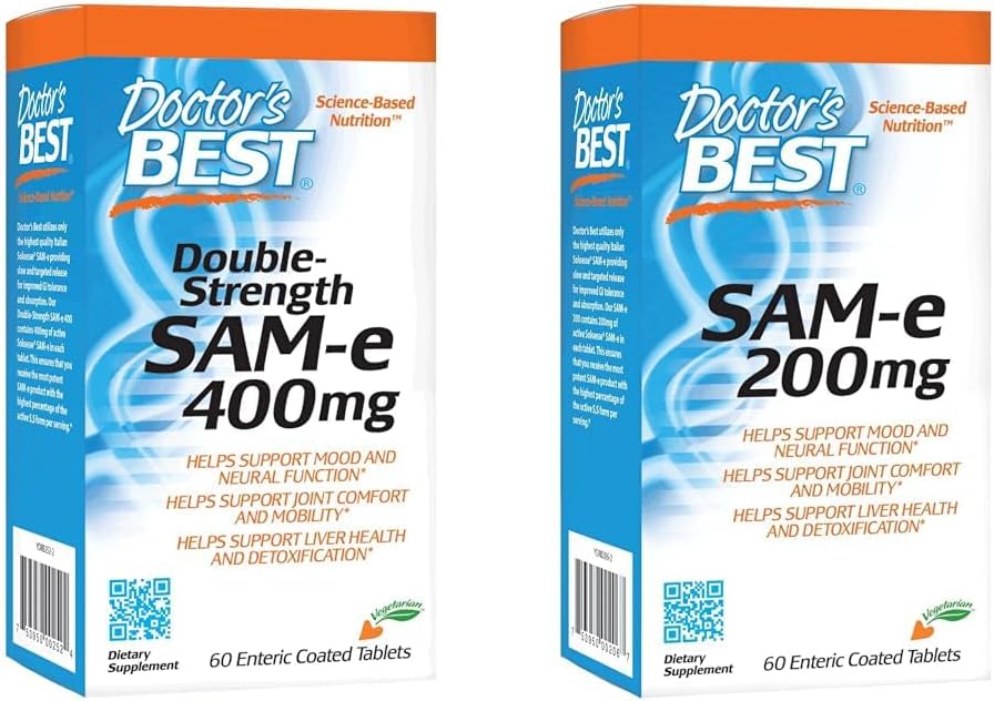 医師のBEST SAM-e 400 mg, ビーガン, グルテンフリー, 大豆フリー, 気分と関節サポート, 60 腸コーティング & SAM-e気分 & 関節サポート & 肝臓の健康 (薬剤グレード/非GMO /グルテンフリー)
