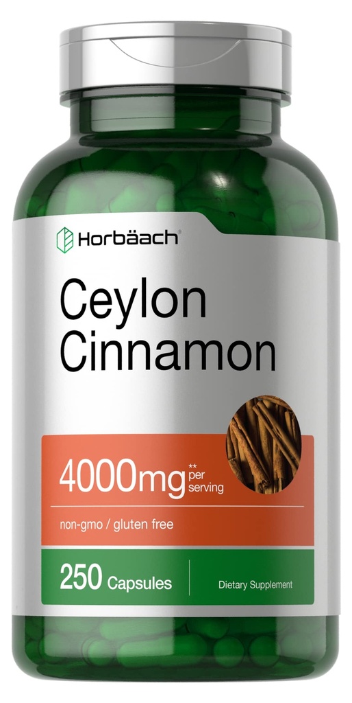 ホアハチ・セイロン・シナモンカプセル4000mg | 250カウント | 非GMO、グルテンフリー