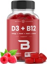 NutraChampsのビタミンD3及びB12の大人及び子供のためのメチルB12のグミー、ビタミンD 3及びB9のビタミンの葉酸塩、自然エネルギー、気分、Metabolism及び焦点、ラズベリー、60のグミーと高められる