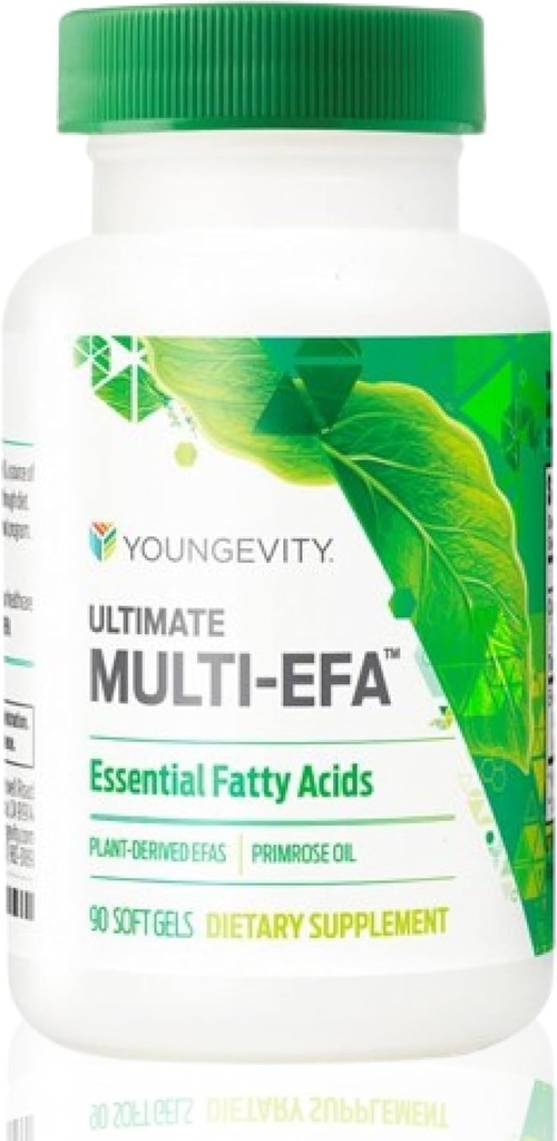Youngevity Ultimate Multi-EFA™ - Plant Based EFA Supplement - No Fish - Small Softgel for Adults and Children, Evening Primrose - 90 Softgels (Pack of 1)