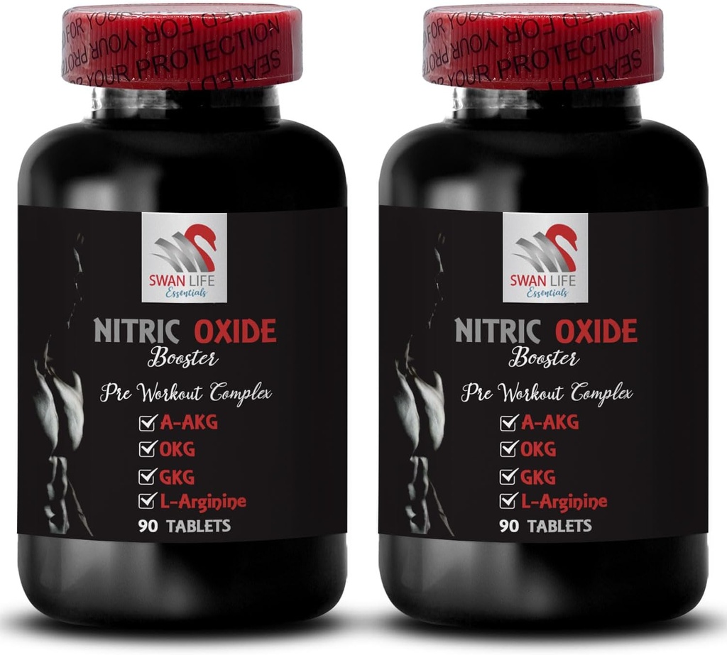カルシウム アルファ ケトグルタレート - NITRIC OXIDE ブースター - 硝酸酸化物粉末 L アルギニン、筋肉ポンプ、強度訓練、運動強度、運動強度、運動ブースト、GKG サプリメント 2 ボトル 180 錠