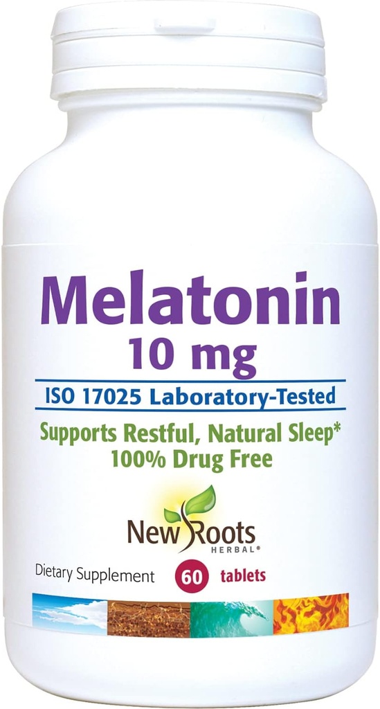 新しいROOTSのHERBALの睡眠の補足 純粋なMelatonin 10のmg (60のタブレット-供給3か月の供給)、非習慣の形成、自然な睡眠の援助、非GMO