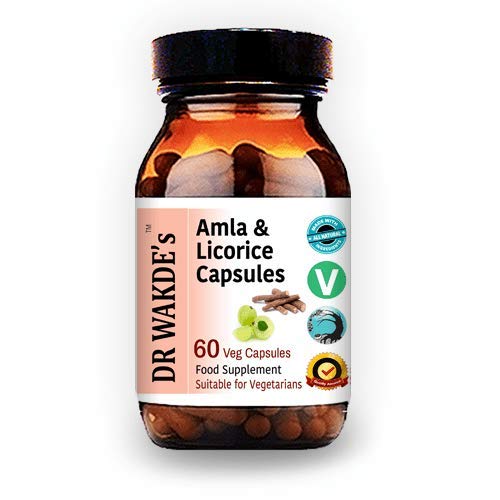 DR WAKDEのAmla & Licoriceカプセル(60ベジーキャップ、酸摂取量、アーユルヴェーダサプリメント、ビーガン、ハーブ、すべての自然、英国製)