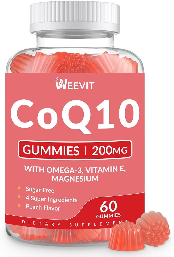 砂糖の自由なCoQ10のグミー200mgのCoenzyme Q10 w/Omega-3の大人のためのビタミンE、酸化防止のためのCo Q10の補足、エネルギー、頭脳サポート